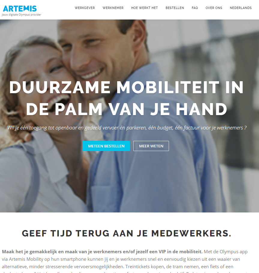 Voorbeeld van een landing page